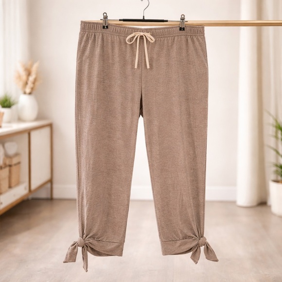 white birch Pants - White Birch 3X Taupe Super Soft Lounge Pants Tie Hem Pockets